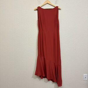BODEN Tessa Midi Dress Red Sleeveless Asymmetric Cocktail Party NWT